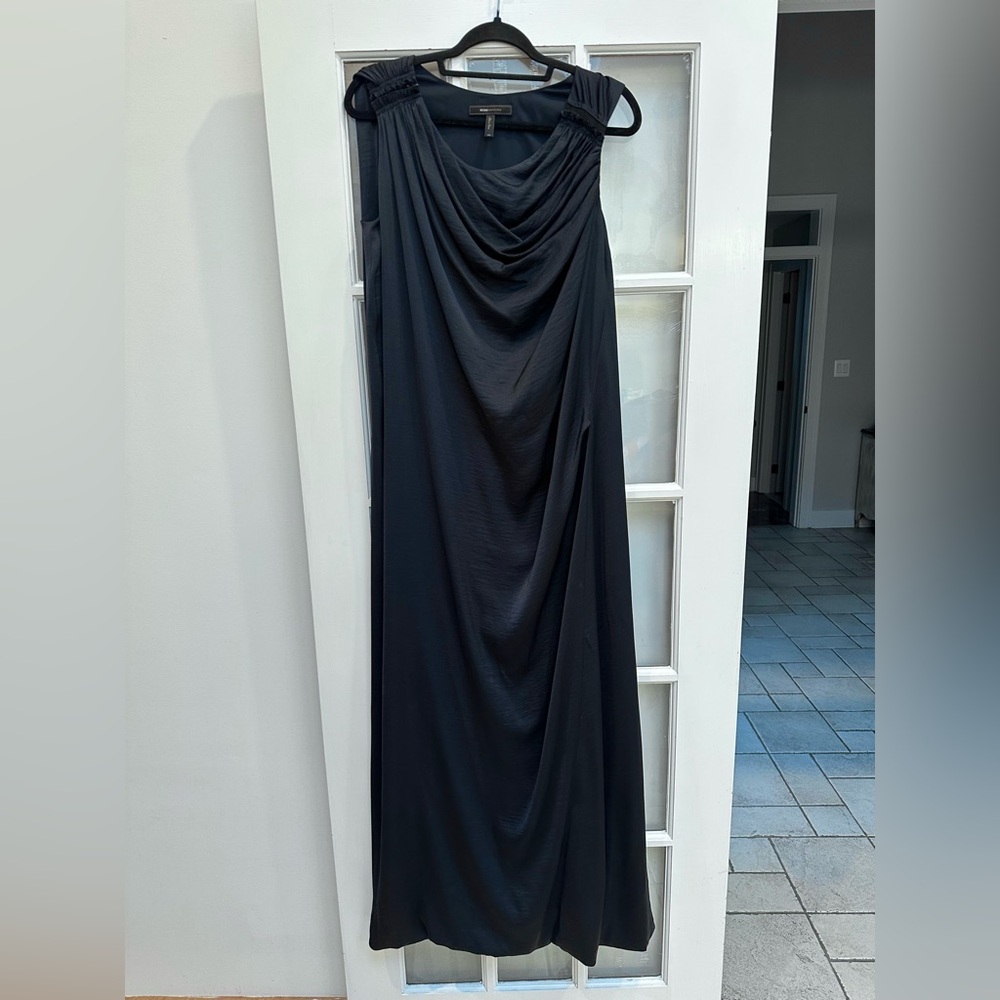 BCBGMAXAZRIA Elegant Classic Dark Navy Draped Evening Gown Formal Dress Size 6